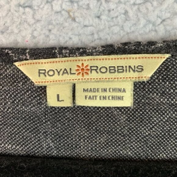 Royal Robbins Belle Rosa Twist Neck Grey White  Shirt Women's large - Picture 7 of 10